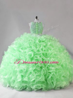 Two Pieces 15th Birthday Dress Scoop Fabric With Rolling Flowers Sleeveless Floor Length Zipper