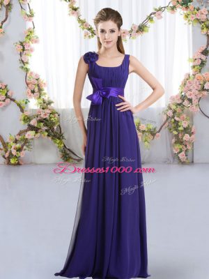 Straps Sleeveless Chiffon Bridesmaid Gown Belt and Hand Made Flower Zipper