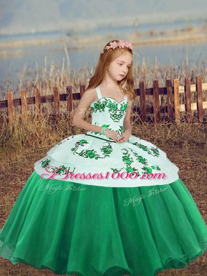 Modern Green Sleeveless Embroidery Floor Length Party Dresses