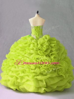 Delicate Floor Length Yellow Green Quinceanera Dress Sweetheart Sleeveless Lace Up