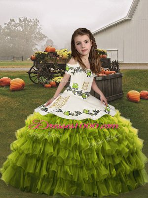 Organza Sleeveless Floor Length Little Girl Pageant Dress and Ruffled Layers