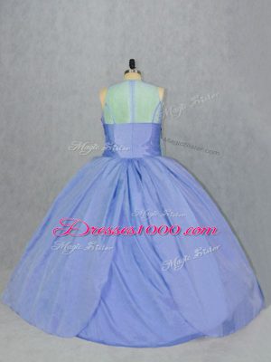 Ball Gowns Vestidos de Quinceanera Blue Scoop Satin Sleeveless Floor Length Zipper