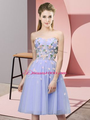 Noble Lavender Sleeveless Tulle Lace Up Bridesmaids Dress for Wedding Party