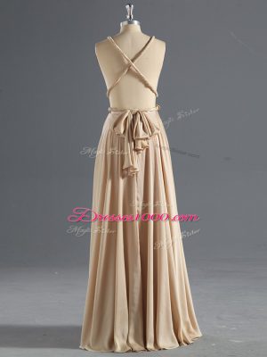 Wonderful Chiffon Sleeveless Floor Length Evening Dress and Ruching