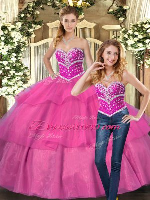 Fashionable Sleeveless Lace Up Floor Length Beading Quinceanera Gown