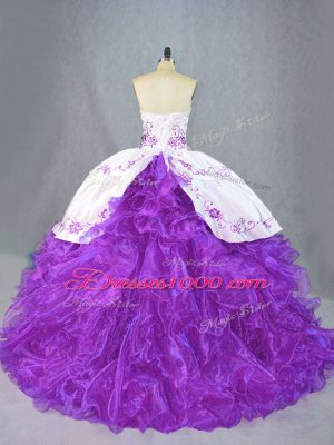 Purple Sleeveless Beading and Ruffles Lace Up Sweet 16 Dresses