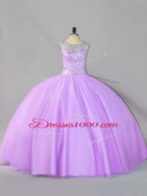 Great Sleeveless Floor Length Sequins Zipper Sweet 16 Dresses with Lavender