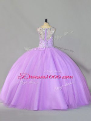 Great Sleeveless Floor Length Sequins Zipper Sweet 16 Dresses with Lavender