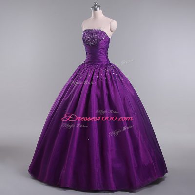 Eggplant Purple Sleeveless Tulle Lace Up Sweet 16 Quinceanera Dress for Sweet 16 and Quinceanera