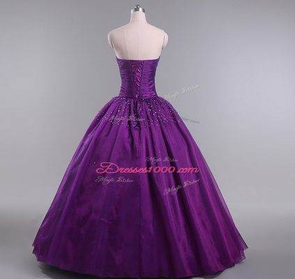 Eggplant Purple Sleeveless Tulle Lace Up Sweet 16 Quinceanera Dress for Sweet 16 and Quinceanera