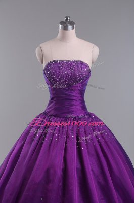 Eggplant Purple Sleeveless Tulle Lace Up Sweet 16 Quinceanera Dress for Sweet 16 and Quinceanera