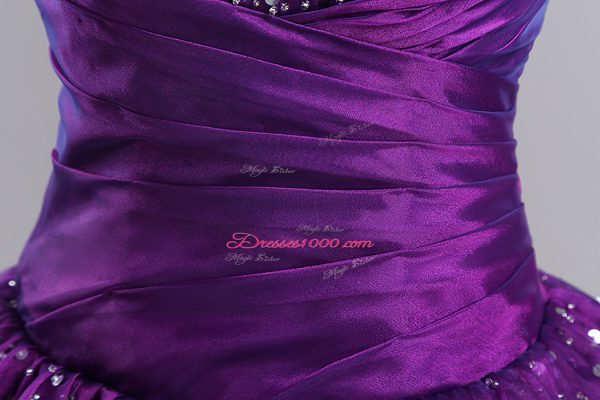 Eggplant Purple Sleeveless Tulle Lace Up Sweet 16 Quinceanera Dress for Sweet 16 and Quinceanera