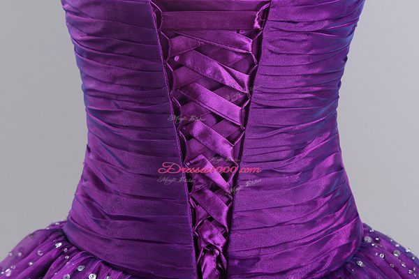 Eggplant Purple Sleeveless Tulle Lace Up Sweet 16 Quinceanera Dress for Sweet 16 and Quinceanera