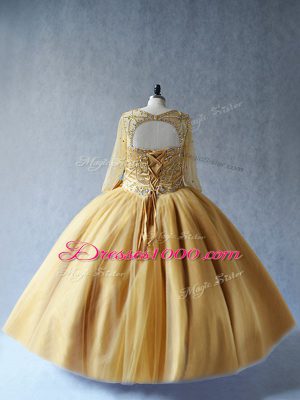 Tulle Sleeveless Floor Length Sweet 16 Dresses and Beading
