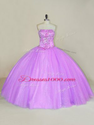 Floor Length Ball Gowns Sleeveless Lilac Sweet 16 Dresses Lace Up