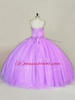 Floor Length Ball Gowns Sleeveless Lilac Sweet 16 Dresses Lace Up