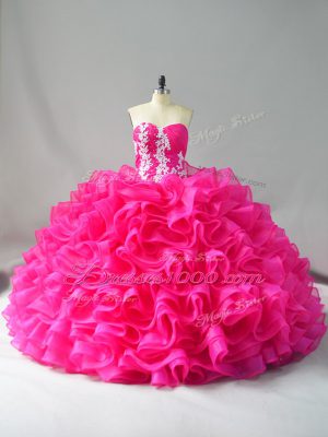Lovely Sleeveless Lace Up Appliques and Ruffles Quinceanera Dresses