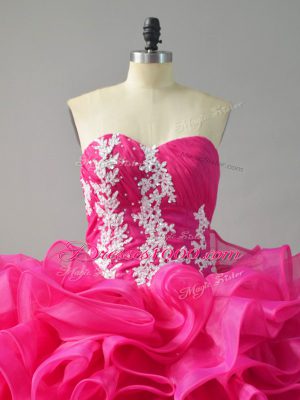 Lovely Sleeveless Lace Up Appliques and Ruffles Quinceanera Dresses