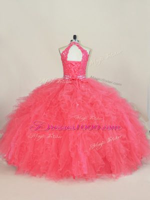 Fashion Tulle Sleeveless Quinceanera Gowns and Beading and Ruffles