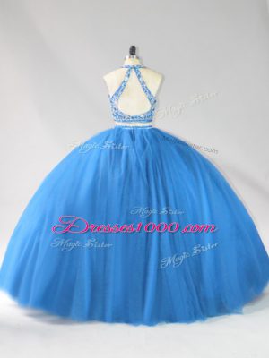 Modern Strapless Sleeveless Tulle Quinceanera Dress Beading Backless