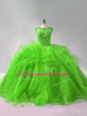 Enchanting Sleeveless Beading and Ruffles Lace Up 15 Quinceanera Dress