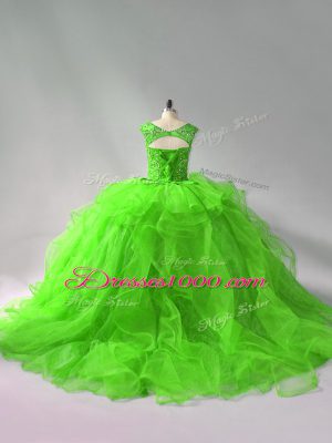 Enchanting Sleeveless Beading and Ruffles Lace Up 15 Quinceanera Dress