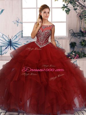 Admirable Scoop Sleeveless Organza Sweet 16 Quinceanera Dress Beading and Ruffles Zipper