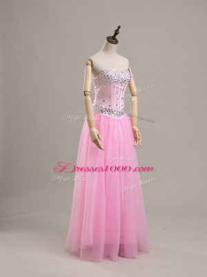 Column/Sheath Sleeveless Pink Pageant Dress for Womens Lace Up