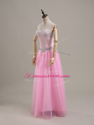 Column/Sheath Sleeveless Pink Pageant Dress for Womens Lace Up