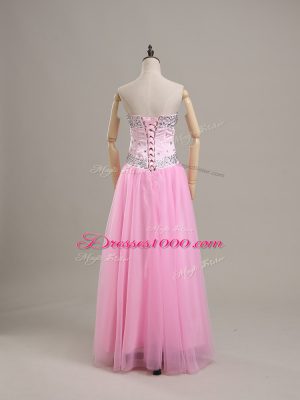 Column/Sheath Sleeveless Pink Pageant Dress for Womens Lace Up