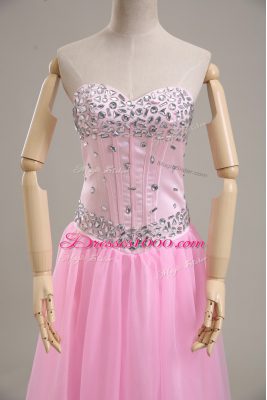 Column/Sheath Sleeveless Pink Pageant Dress for Womens Lace Up