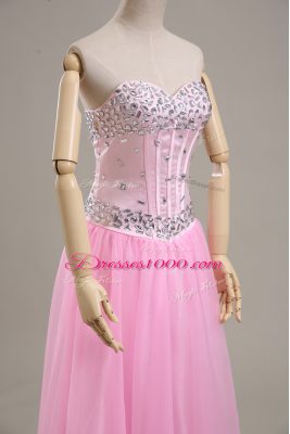 Column/Sheath Sleeveless Pink Pageant Dress for Womens Lace Up