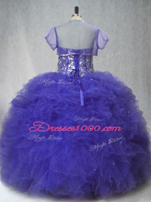 Lovely Floor Length Ball Gowns Sleeveless Purple Quinceanera Dresses Lace Up