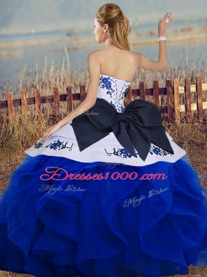 Sweetheart Sleeveless Lace Up Ball Gown Prom Dress Royal Blue Tulle