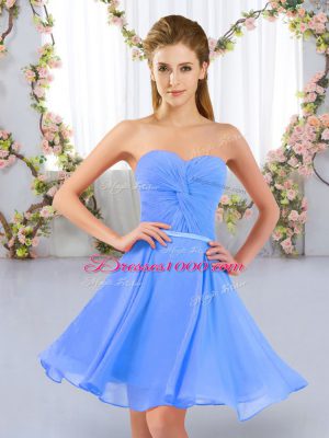 Empire Bridesmaid Dress Baby Blue Sweetheart Chiffon Sleeveless Mini Length Lace Up
