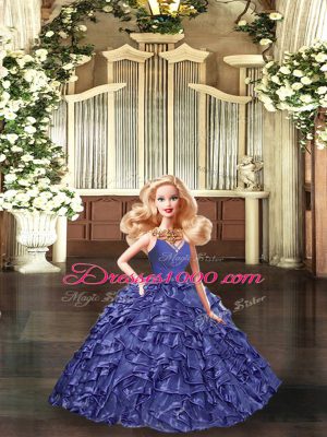 High Class Lavender Quinceanera Dress Organza Brush Train Sleeveless Ruffles