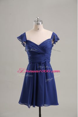 Sweet Blue Chiffon Lace Up Sweetheart Sleeveless Mini Length Homecoming Dress Online Ruching