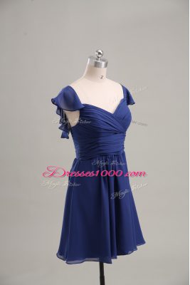 Sweet Blue Chiffon Lace Up Sweetheart Sleeveless Mini Length Homecoming Dress Online Ruching