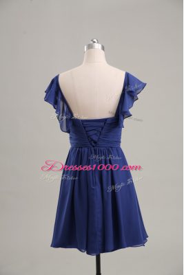 Sweet Blue Chiffon Lace Up Sweetheart Sleeveless Mini Length Homecoming Dress Online Ruching