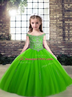 Sleeveless Beading Lace Up Party Dress for Toddlers