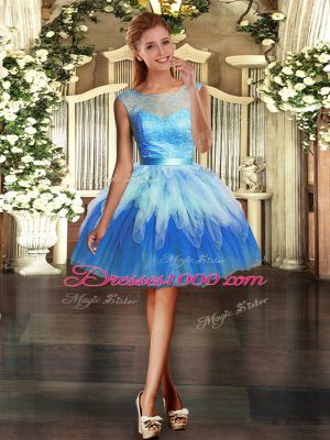 Simple Multi-color Lace Up 15 Quinceanera Dress Lace and Ruffles Sleeveless Floor Length