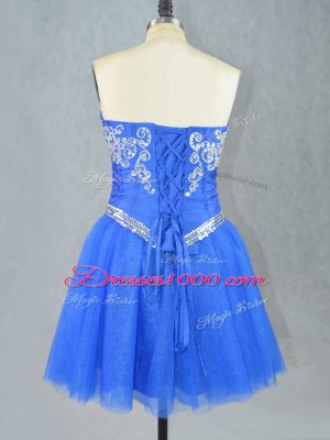 Top Selling Blue Sweetheart Neckline Beading Party Dress Wholesale Sleeveless Lace Up