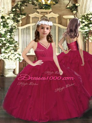 Ruching Quinceanera Dress Burgundy Lace Up Sleeveless Floor Length