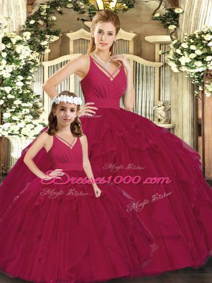 Ruching Quinceanera Dress Burgundy Lace Up Sleeveless Floor Length