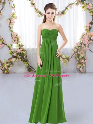 Sweetheart Sleeveless Wedding Party Dress Floor Length Ruching Green Chiffon