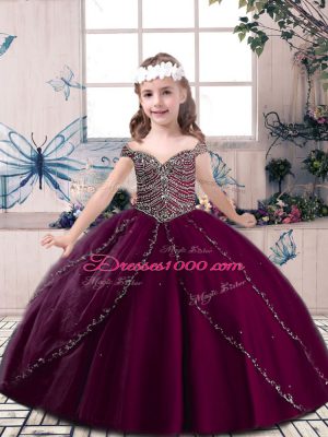 Sleeveless Beading Lace Up Little Girl Pageant Dress