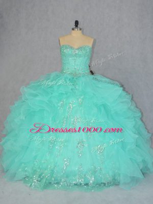 Luxurious Sleeveless Beading and Ruffles Lace Up Sweet 16 Dresses