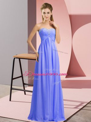 Glorious Lavender Lace Up Homecoming Dress Online Beading Sleeveless Floor Length