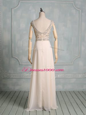 Chiffon Cap Sleeves Floor Length Wedding Dress and Beading