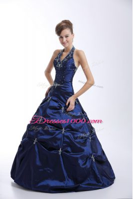 High End Sleeveless Lace Up Floor Length Embroidery and Pick Ups Vestidos de Quinceanera